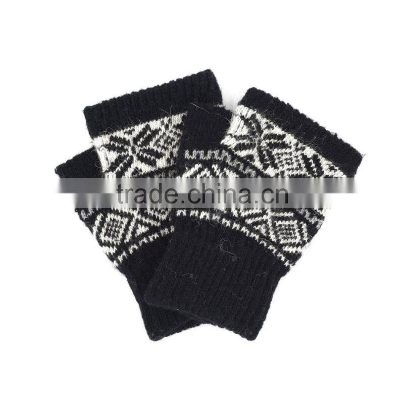 snowflake short finger winter knit gloves