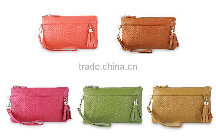 Hot Women Zipper Tassel Genuine Cowhide Leather Clutch Wallet Case Lady Long Handbag Wallet And Purses New