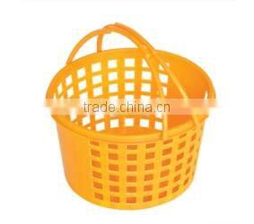 small round plastic storage basket with handle