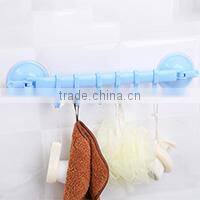 Eco-Friendly plastic Towel Rack Suction Cup 6 Hooks Bathroom Kitchen Holder Sucker