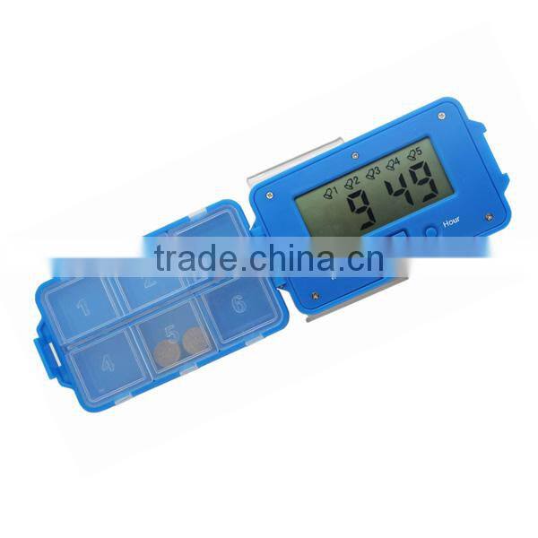 Portable 5 Group Pill Box with Alarm Timer
