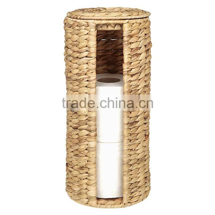 Unique new 3 spare rolls to hold water hyacinth hand woven toilet roll holder
