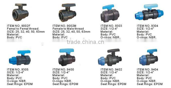 Single union PVC ball valve for PE pipe