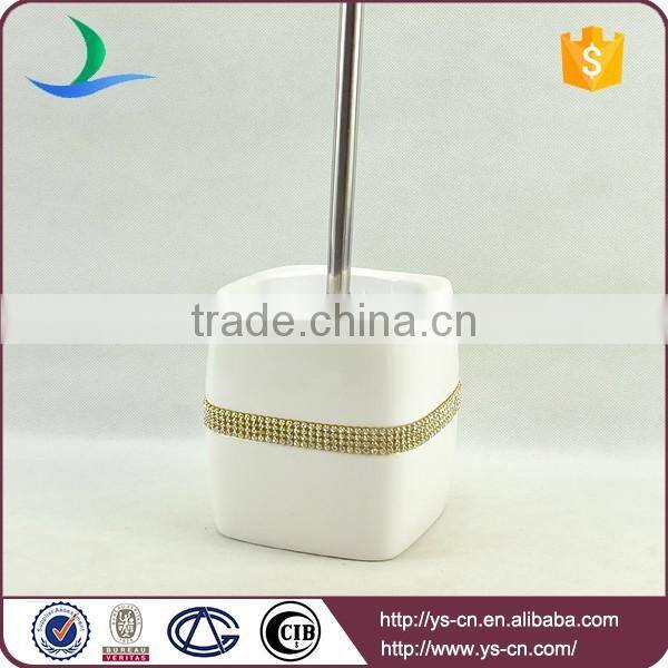 Ceramic Hotel Bathroom Sanitary Items with golden rhinestone