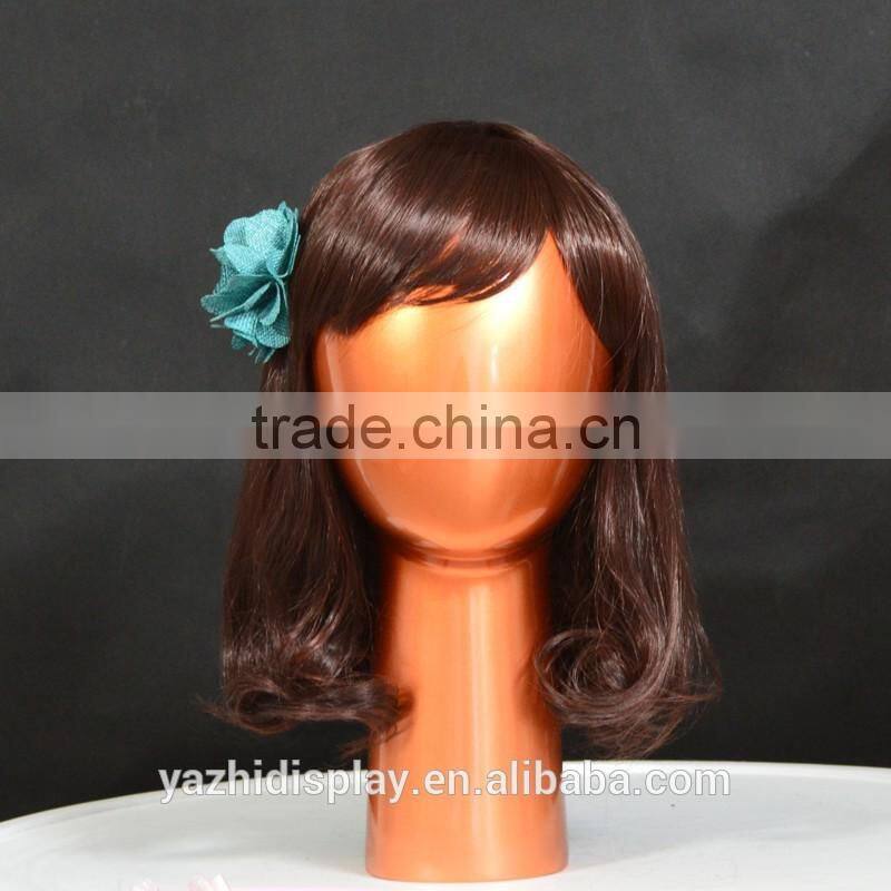 Fashion Golden Egghead Female Mannequin Head Fiberglass Display For wig