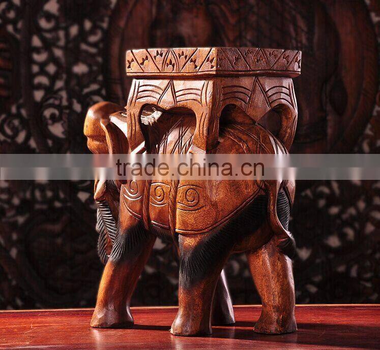 Thailand Style Wood Carved Elephant Chair, Elephant Shape Design Handcarved Little Chair (BF01-X1162)