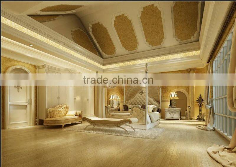 Luxury 3D Interior Design in European Style of Master Bedroom with Complete Furnitures and Decoration Items