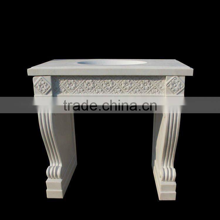 Hand Carved Marble Basin with Flower