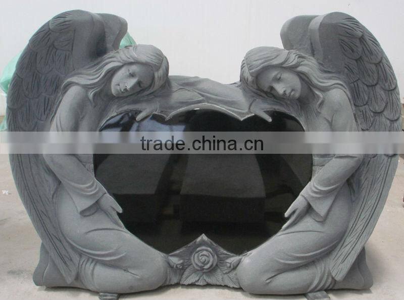 Beautiful Angel Carved Double Headstones