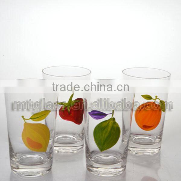 Fruit decorated drinking glass tumblers