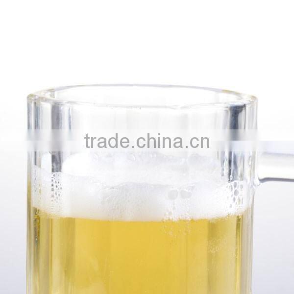 14oz glass mason jar clear drinking glass with handle beer mug