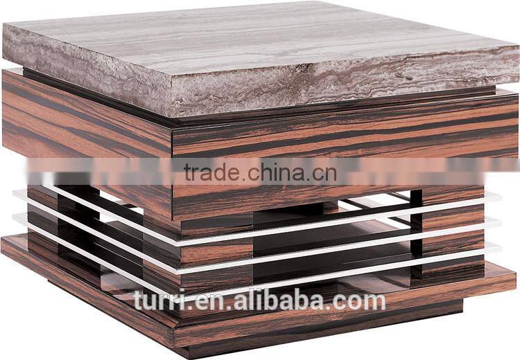 modern marble/travertine top living room coffee table with hardware