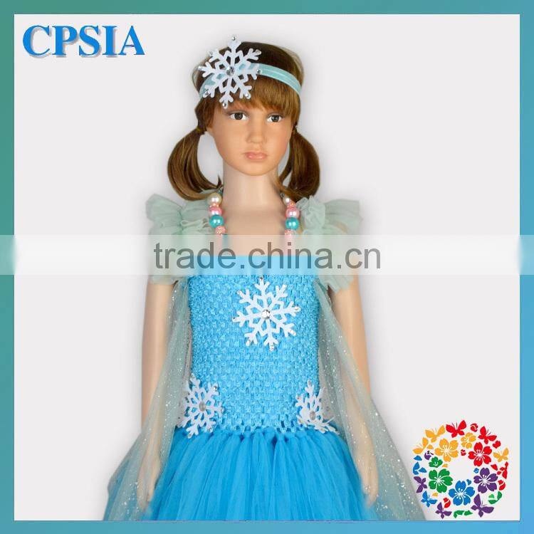 Kids Aqua Snowflake Chiffon Tulle Puffy Tutu Dress Little Girls Winter Formal Dresses