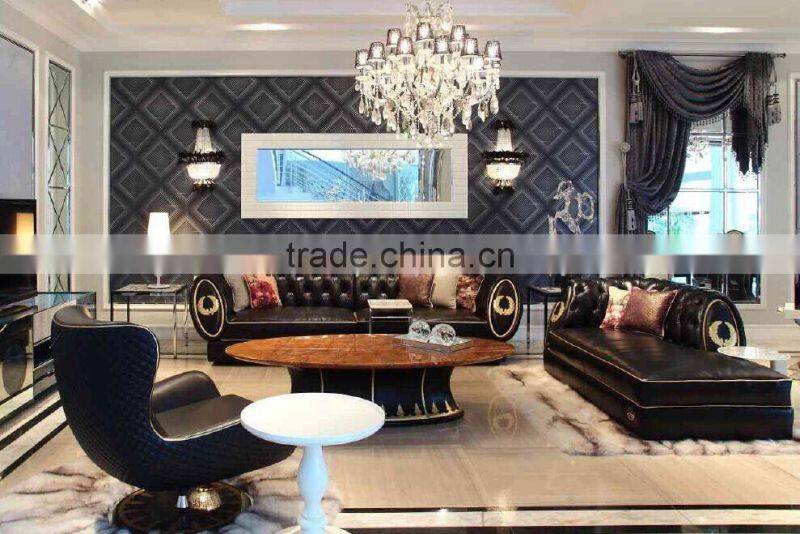 Classic Royal European Contemporary Style Pure Black Office Table Set with Bookcase BF11-01234c