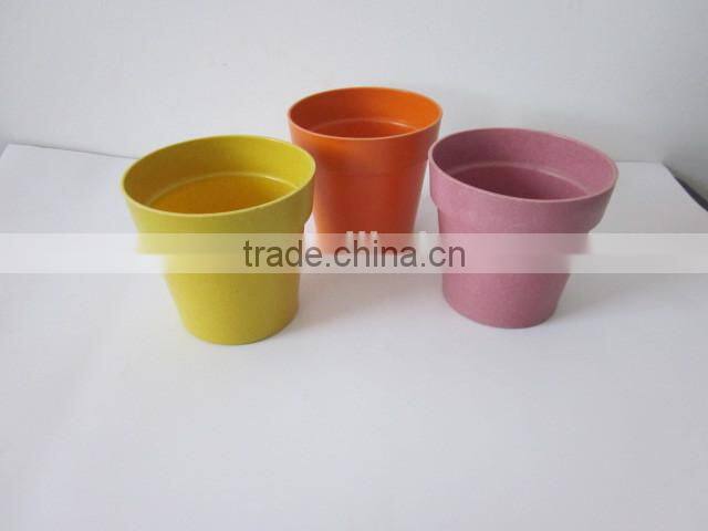 Family beautiful plastic flower pot/ garden pot bamboo fiber flowerpot