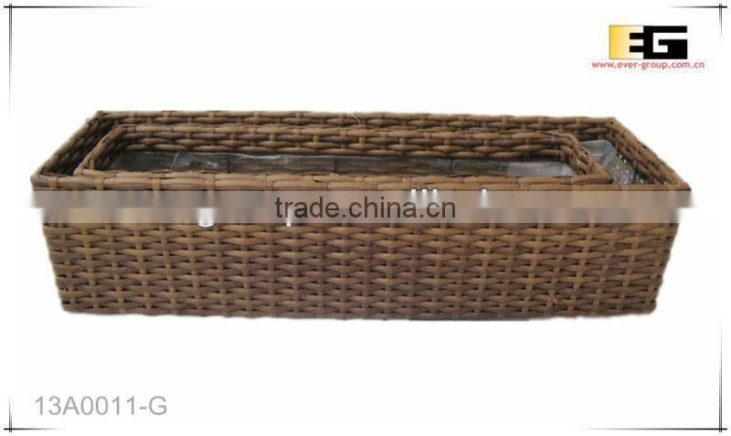 Rect. shape PE rattan with liner plastic pot