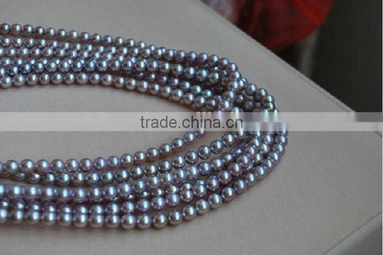 natual 5-6mm grey round freshwater loose pearl strand