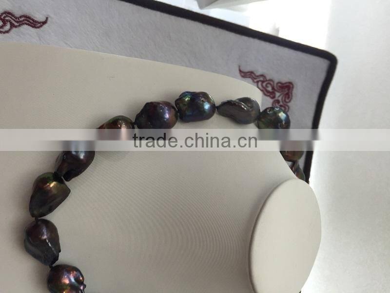 18-19 mm black baroque freshwater pearl necklace