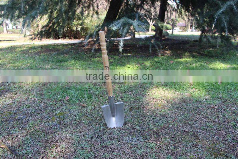 high grade wooden handle stainless steel survival camping garden shovel for garden digging
