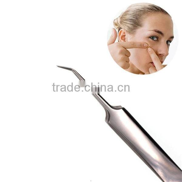 Prfessional 3 Pieces Blackhead Tweezers Curved Steel Tip Surgical Comedone & Splinter Extractor