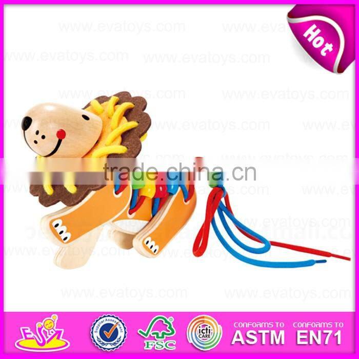 2016 Wholesale kids wooden beads threading toy,Creative baby wooden beads threading toy,diy beads threading toy W11E045