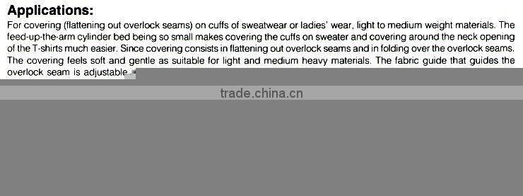 Multi-Needle Top and Bottom Coverstitch Cylinder Bed Feed-Up-The-Arm Interlock Machines