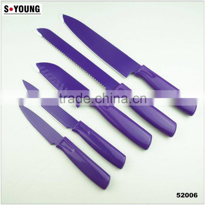52008 5pcs non-stick knife with abs handle