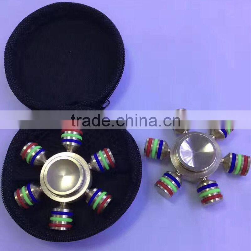 Hot sale Hexagonal Hand Spinner Brass fidget toy Metal EDC finger Spinner stress Luminous