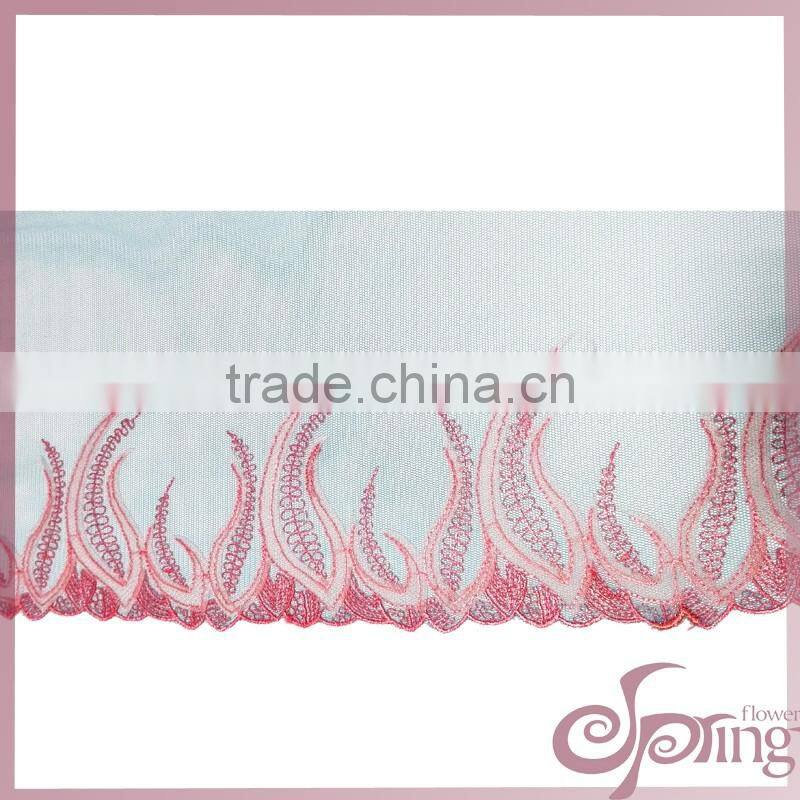 Embroidery design applique mesh fabric, polyester fabric lace trimming for bra,dress
