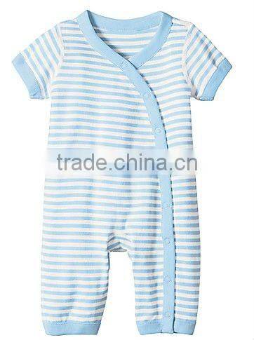 White pink stripe Baby Sleeper Pajamas In Organic Cotton