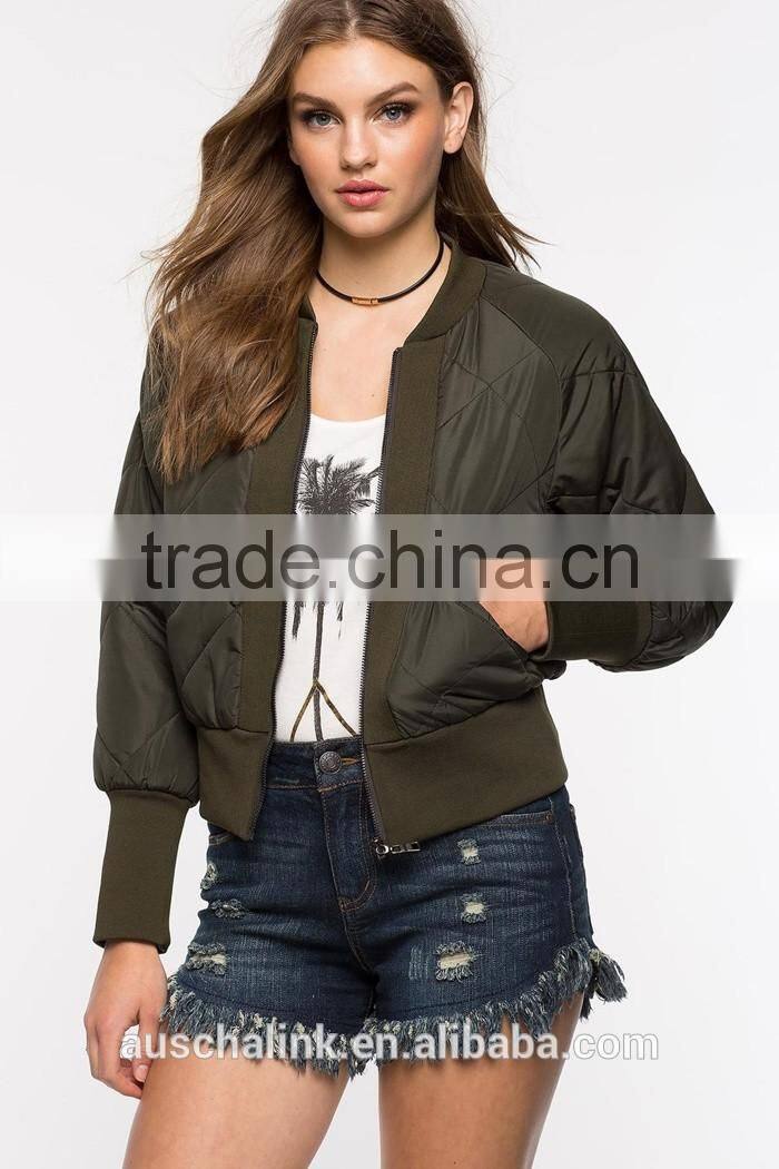 2016 outdoor custom lady quilted bomber jacket