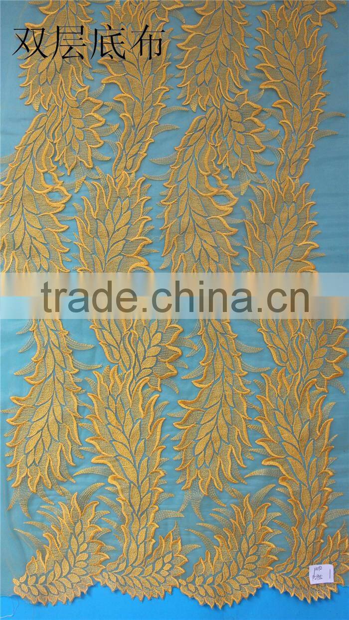 Hot sale factory direct price african yellow tulle bridal lace dress fabric