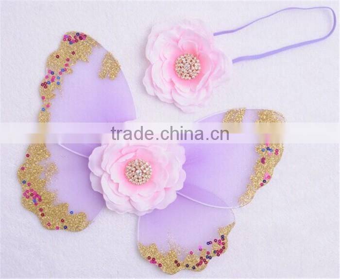 25x 20 cm unique design healthy material fit on baby decorative butterfly wings & headband baby photography props