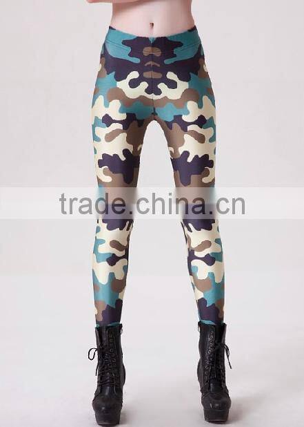 custom women quick dry and skinny all over camouflage printing full length gym tights