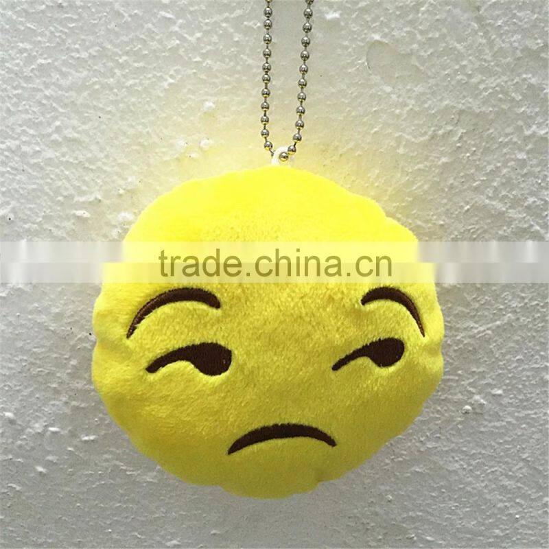 2016 Popular cheap Stuffed Plush Soft Toy Key Chains Yellow emoji keychain