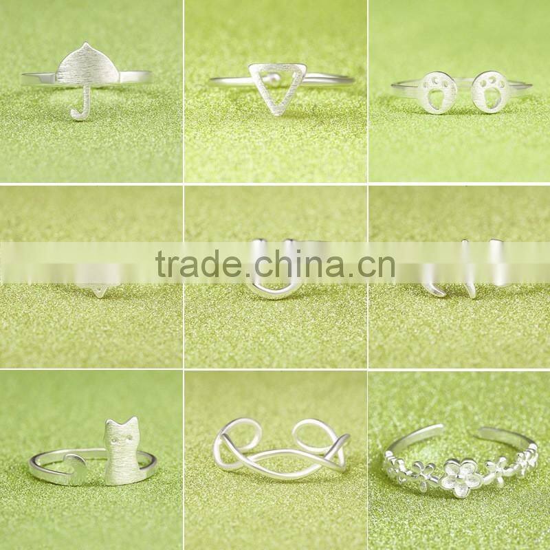 2016 new couple love rings cat ear smooth and brush rings young boy and girl rings