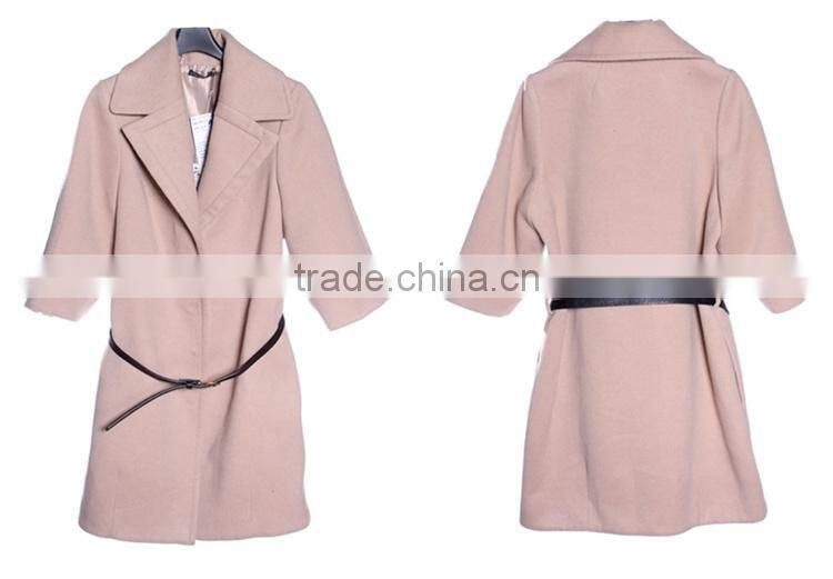 2014-2015 trench coat women lady pink woolen coat