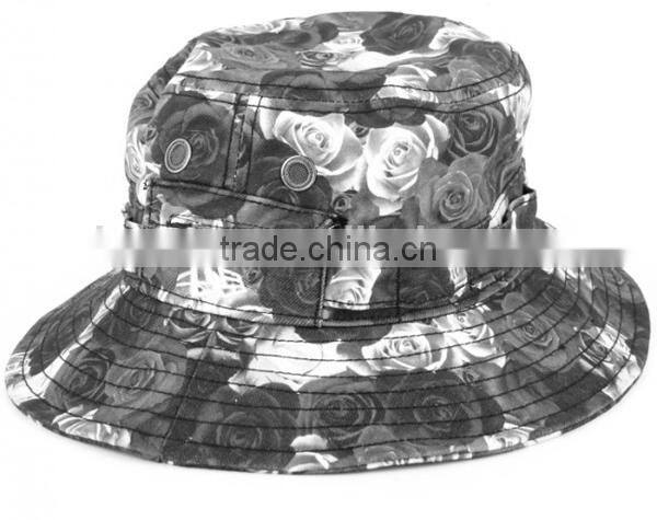 Pocket floral printing bucket hat wide brim hats