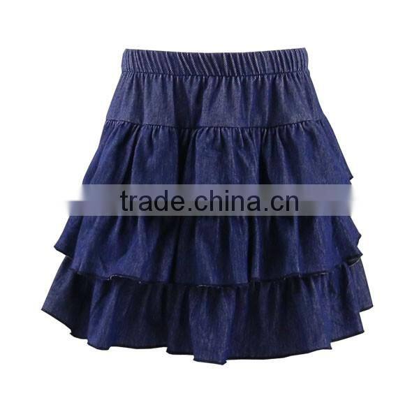 New arrival blue girls ruffle skirt cotton knit wholesale boutique persnickety children skirts