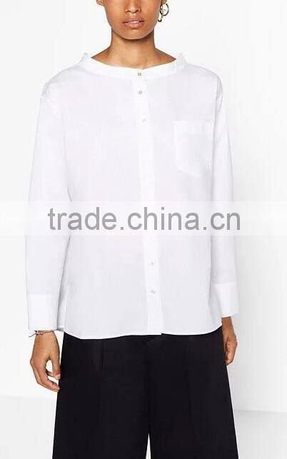 Runwaylover EY2345B Ladies Stand Collar Fashion Pure Color Blouse