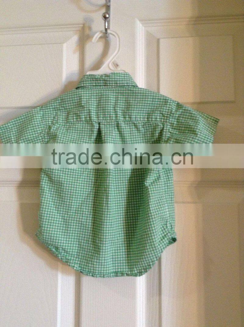 Polo Shirt Infant Green White Plaid Gentleman Clothes