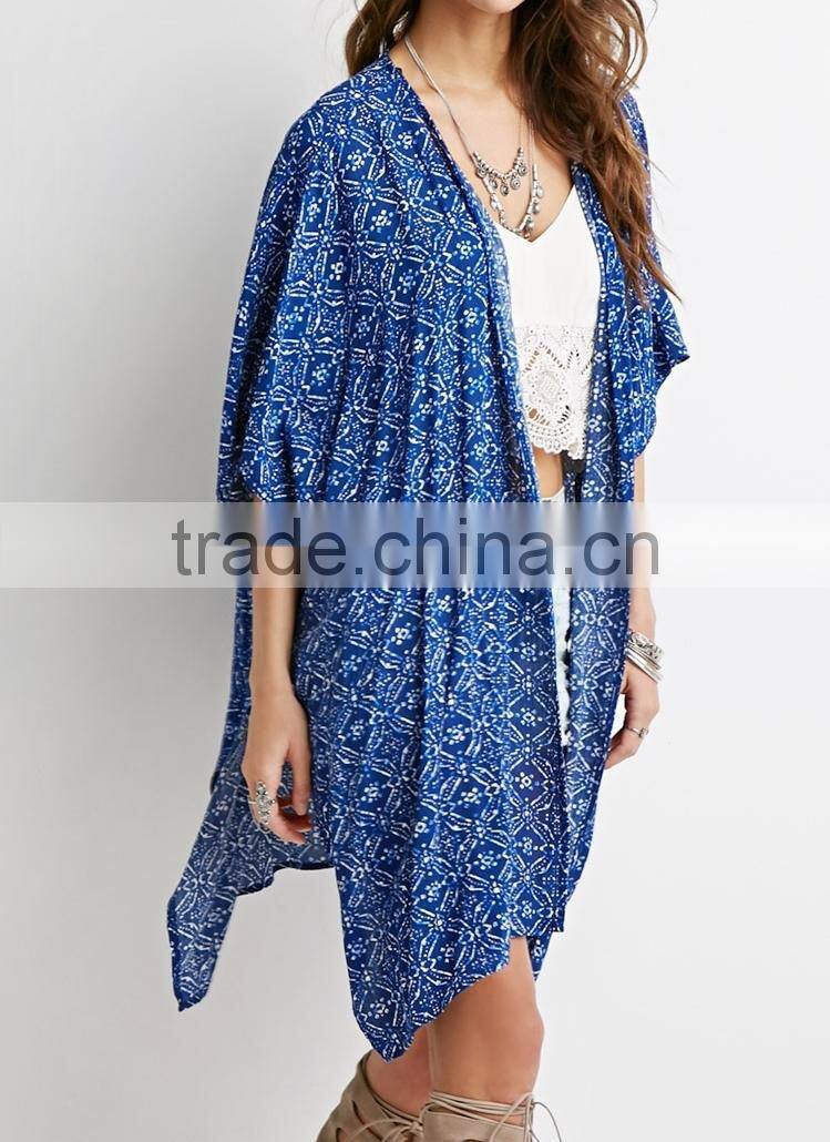 Fashion Korean Style Abstract Tile Print kimonos wholesale china tops 2015 autumn must-have long coat women