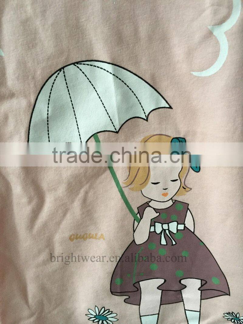 Printed cotton doll collar children cute t-shirt for girls