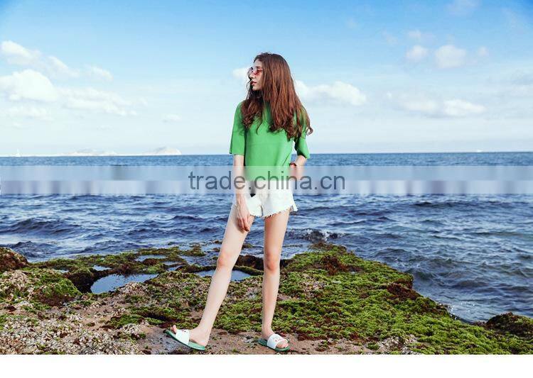 Summer new fashion irregular design short sleeve slim T-shirt in women's uique knitted top