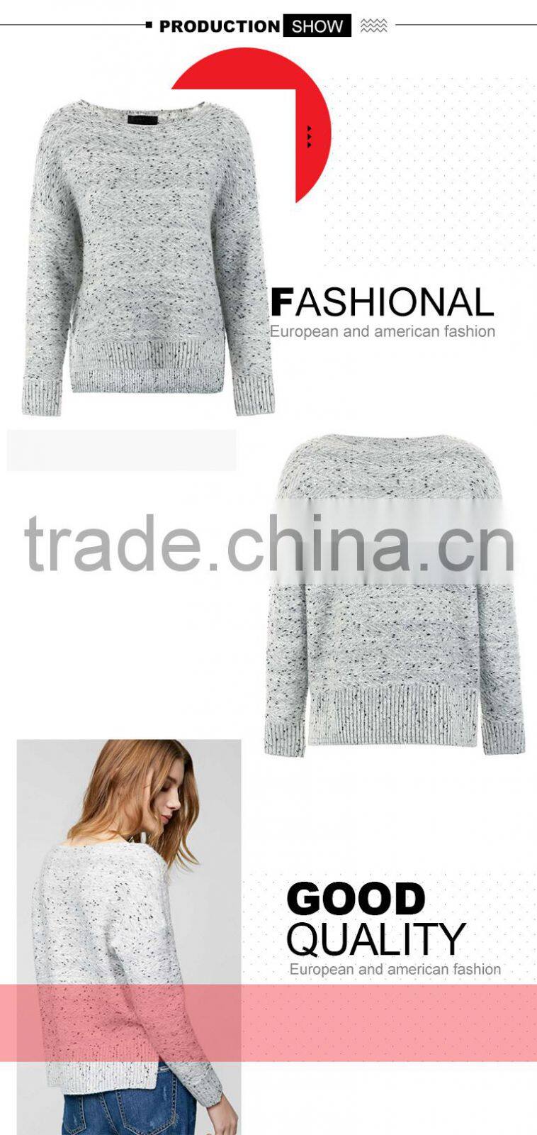 OEM clothing manufacturing knitted wool dot pattern womens sweaters with low price