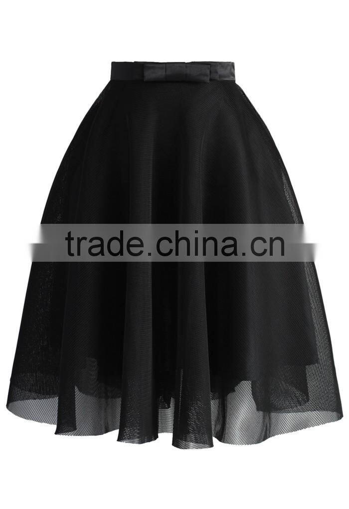 2016 Guangzhou Shandao Hot Selling New Arrivals Summer Casual Sexy Short A Line Black Ruffle Tulle Girls Skirts