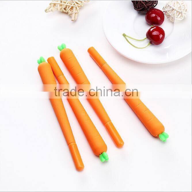 cute novel vegetable carrot shape promotional gel pen gift for schoold kids