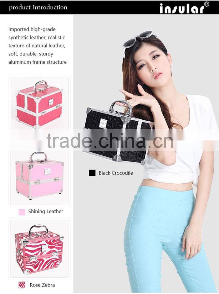 Red Professional Aluminum Beauty Cosmetic Makeup Case Box