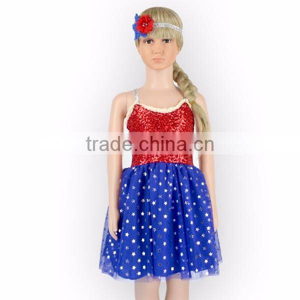Wholesale 4th of July Sparkle Children Girls Dress Patriots' Day Sequin Baby Dress M6033104
