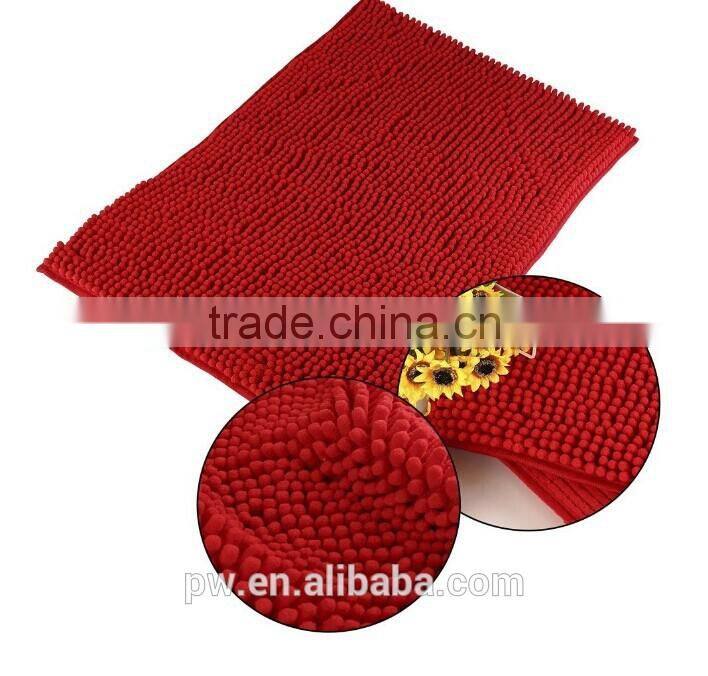 coffee color chenille floor mat Generic Washable Bathroom New Shaggy Rugs Non Slip Bath Mat Thick Shag Pile Size:60cm X 40
